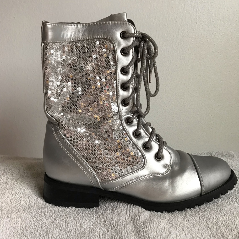 Gia Mia silver combat boots